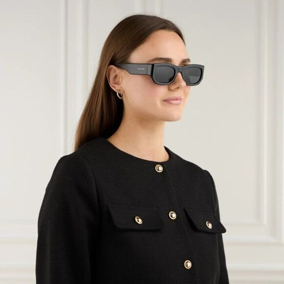 NEW Saint Laurent SL713 001 Black Grey Rectangle Unisex Sunglasses main image 8
